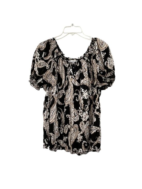 croft & barrow Tops - Croft & Barrow Black Paisley Peasant Top Womens XL Used